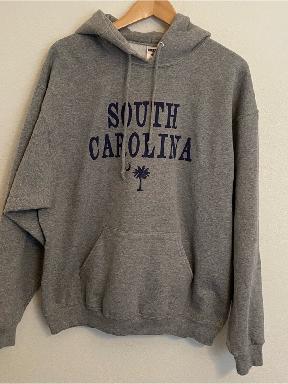 South Carolina Hooded Sweatshirt XL Gray Pullover Jerzees Palmetto Crescent Moon